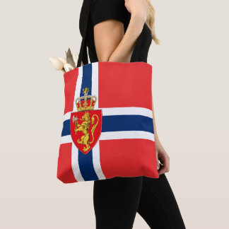 Norway, Norwegian flag, with coat of arms/blue Tote Bag