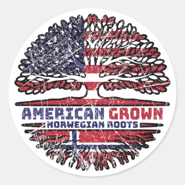 Norway Norwegian US American USA United States Classic Round Sticker (Front)