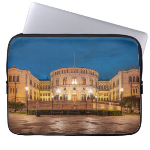 Norway Oslo Storting Building At Night Laptop Sleeve