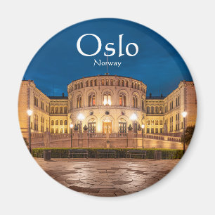 Norway Oslo Storting Building At Night Magnet