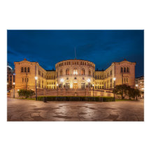 Norway Oslo Storting Building At Night