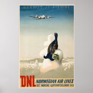 Norway Oslo Winter Sport Skiing Vintage Travel Poster