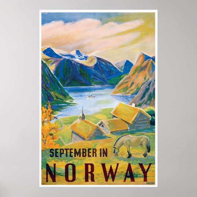 Norway Painting Travel Poster Norwegian Art Print (Front)