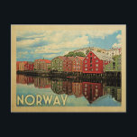 Norway Postcard Vintage Travel<br><div class="desc">Norway design in Vintage Travel style featuring colourful houses on the water.</div>