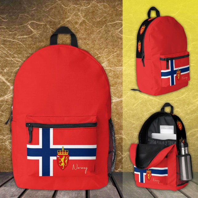 Norway, Red backpack, Norwegian Flag / patriotic Printed Backpack (Creator Uploaded)