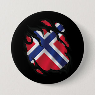 Norway Ripped Flag 7.5 Cm Round Badge