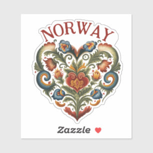 Norway Rosemaling Folk Art Heart  Sticker