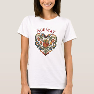 Norway Rosemaling Folk Art Heart  T-Shirt