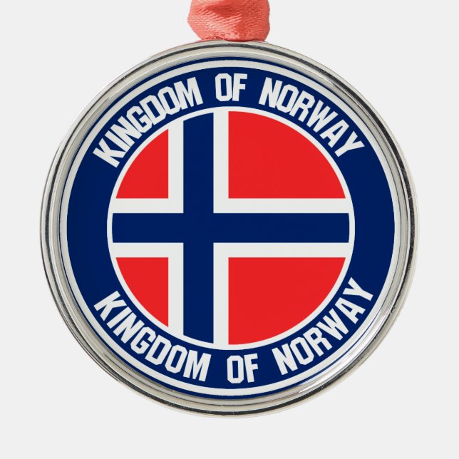 Norway Round Emblem Metal Tree Decoration (Front)