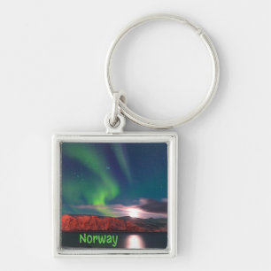 Norway Scandinavian Northern Lights Red Cliffs Key Ring