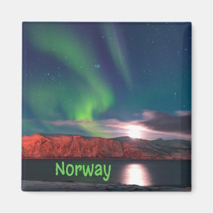 Norway Scandinavian Northern Lights Red Cliffs Magnet