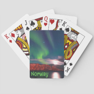 Norway Scandinavian Northern Lights Red Cliffs Playing Cards