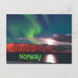 Norway Scandinavian Northern Lights Red Cliffs Postcard