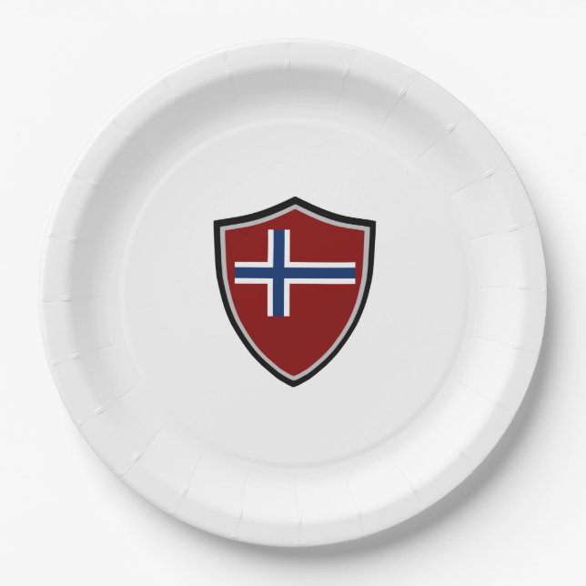 Norway shield flag paper plate (Front)