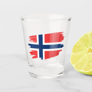 Norway Shot Glass, Patriotic Norwegian Flag Glass