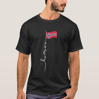 Norway Signature Flag Pole Patriotic Norwegian Fla T-Shirt