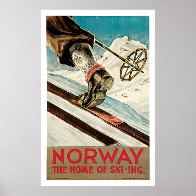 Norway Ski Sports Vintage Travel Poster (Front)