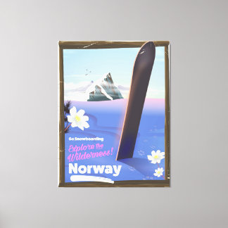 Norway Snowboarding vintage style travel poster Canvas Print