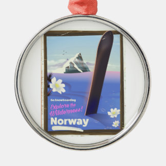 Norway Snowboarding vintage style travel poster Metal Tree Decoration