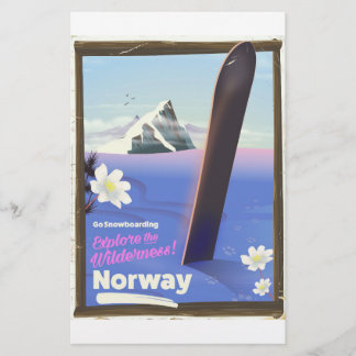 Norway Snowboarding vintage style travel poster Stationery