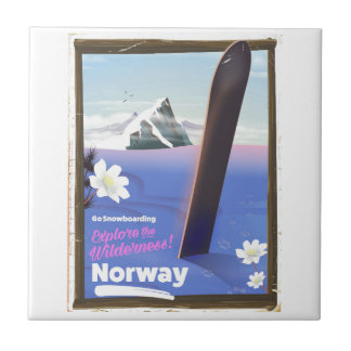 Norway Snowboarding vintage style travel poster Tile