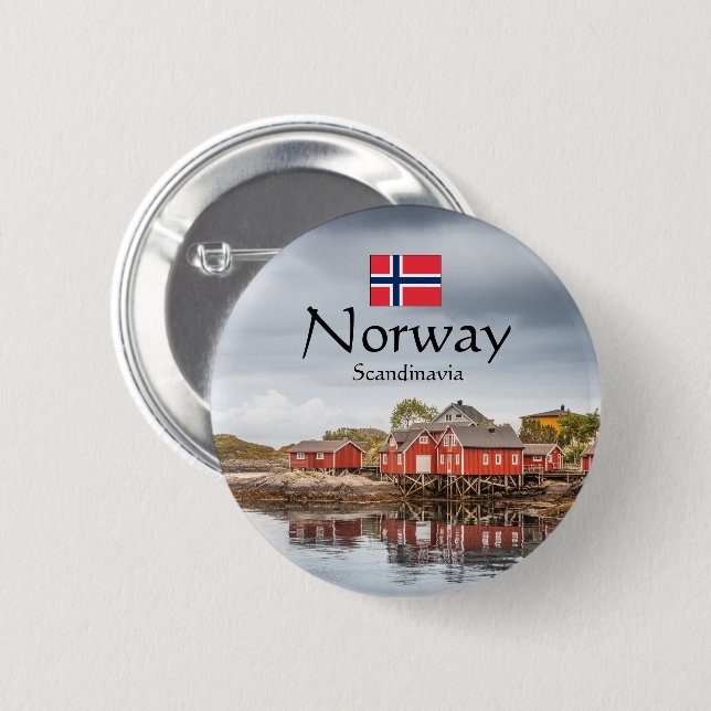 Norway Souvenir 6 Cm Round Badge (Front & Back)