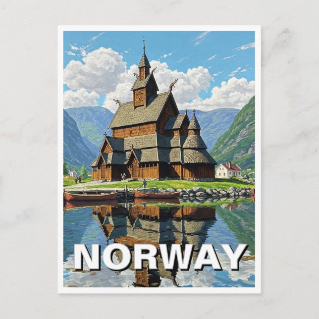 Norway Stave Church Travel Postcard (Front)