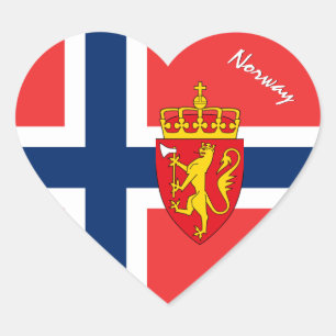 Norway Sticker, Heart, Patriotic Norwegian Flag Heart Sticker