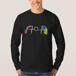 Norway Sweden Flag Norwagian Swedish Heartbeat T-Shirt