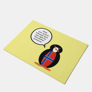 Norway Talking Ms Penguin Personalised  Doormat