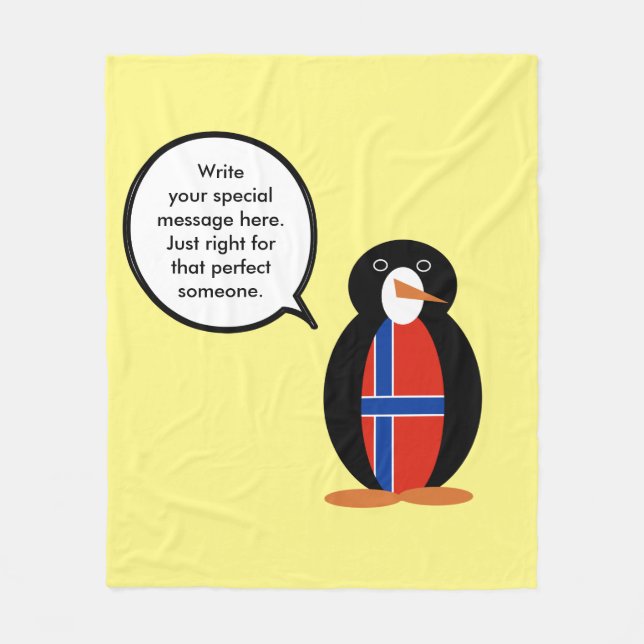 Norway Talking Ms Penguin Personalised  Fleece Blanket (Front)