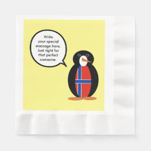 Norway Talking Ms Penguin Personalised Napkin