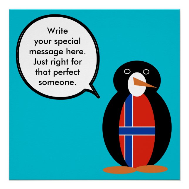 Norway Talking Ms Penguin Personalised  Poster (Front)