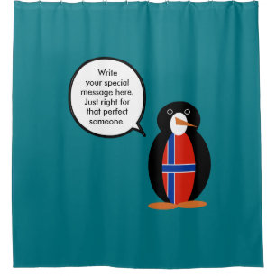 Norway Talking Ms Penguin Personalised Shower Curtain