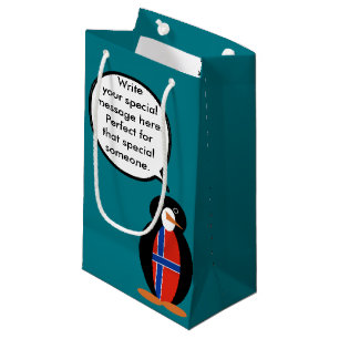 Norway Talking Ms Penguin Personalised  Small Gift Bag