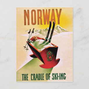 Norway, the cradle of skiing, vintage travel postcard