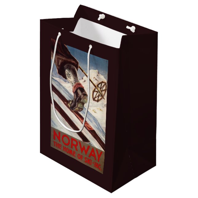 Norway - The Home of Skiing Medium Gift Bag (Front Angled)
