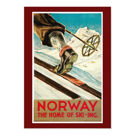 Norway The Home of Skiing Vintage Travel Poster Card