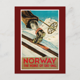 Norway The Home of Skiing Vintage Travel Poster Postcard
