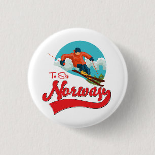Norway to Ski logo. 3 Cm Round Badge