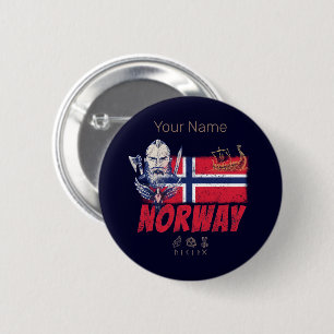 Norway Viking Vintage Flag And Ship Souvenir 6 Cm Round Badge