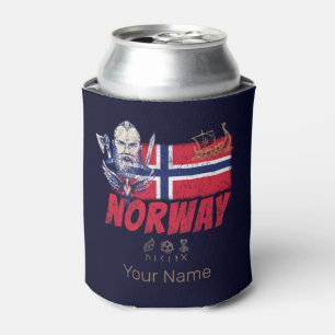 Norway Viking Vintage Flag And Ship Souvenir Can Cooler