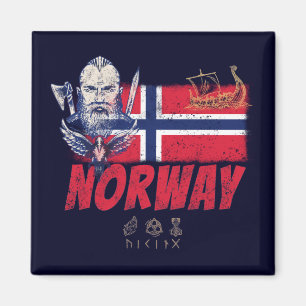 Norway Viking Vintage Flag And Ship Souvenir Magnet