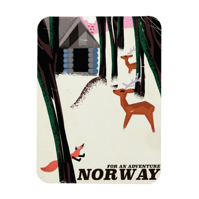 Norway vintage travel poster landscape magnet (Vertical)