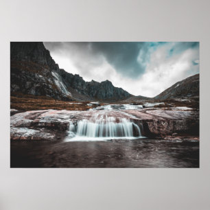 Norway Waterfall Landscape Photography Poster