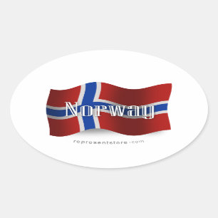 Norway Waving Flag Oval Sticker