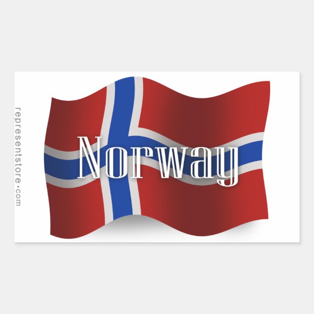 Norway Waving Flag Rectangular Sticker (Front)