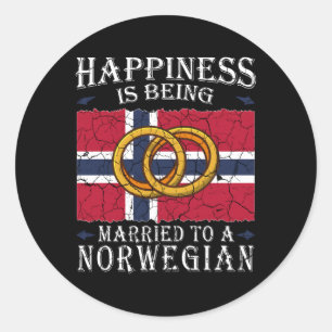 Norway Wedding Norwegian Marriage Heritage Married Classic Round Sticker