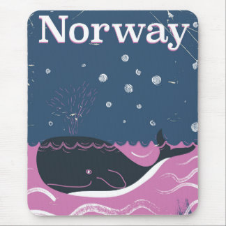 Norway whale vintage travel poster mouse mat