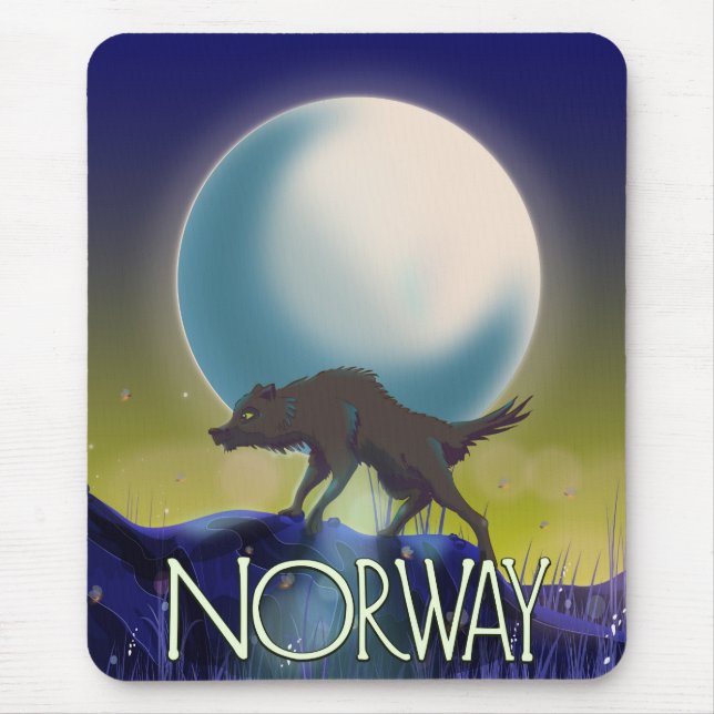 Norway Wolf Poster Mouse Mat (Front)